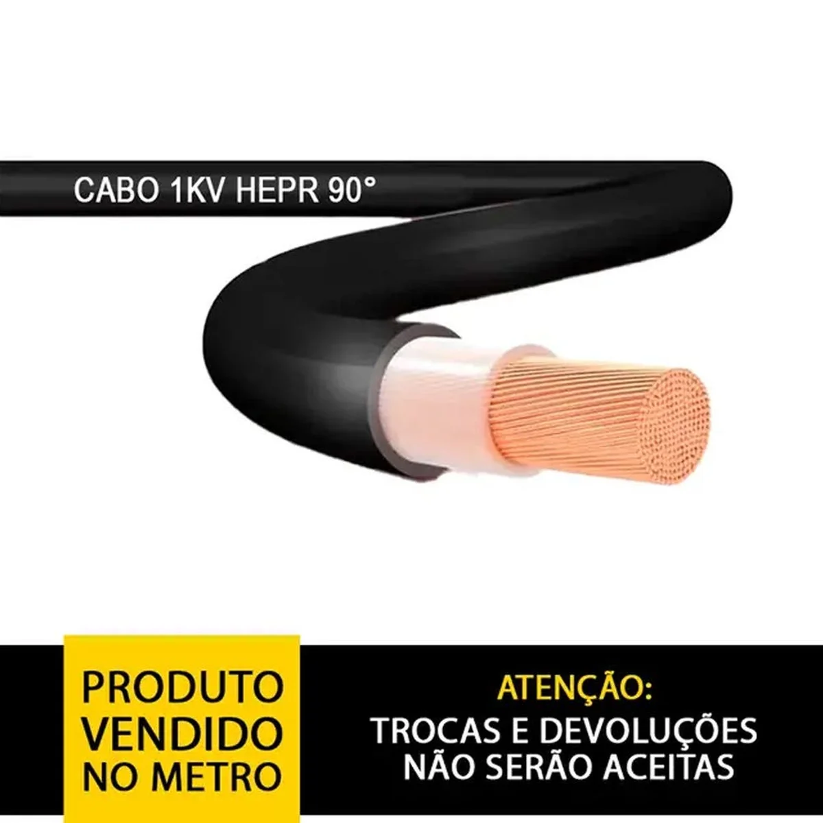Cabo 1kV 10mm HEPR 90° Classe 5 Flexível Preto Sil (Vendido no metro) - imagem 1