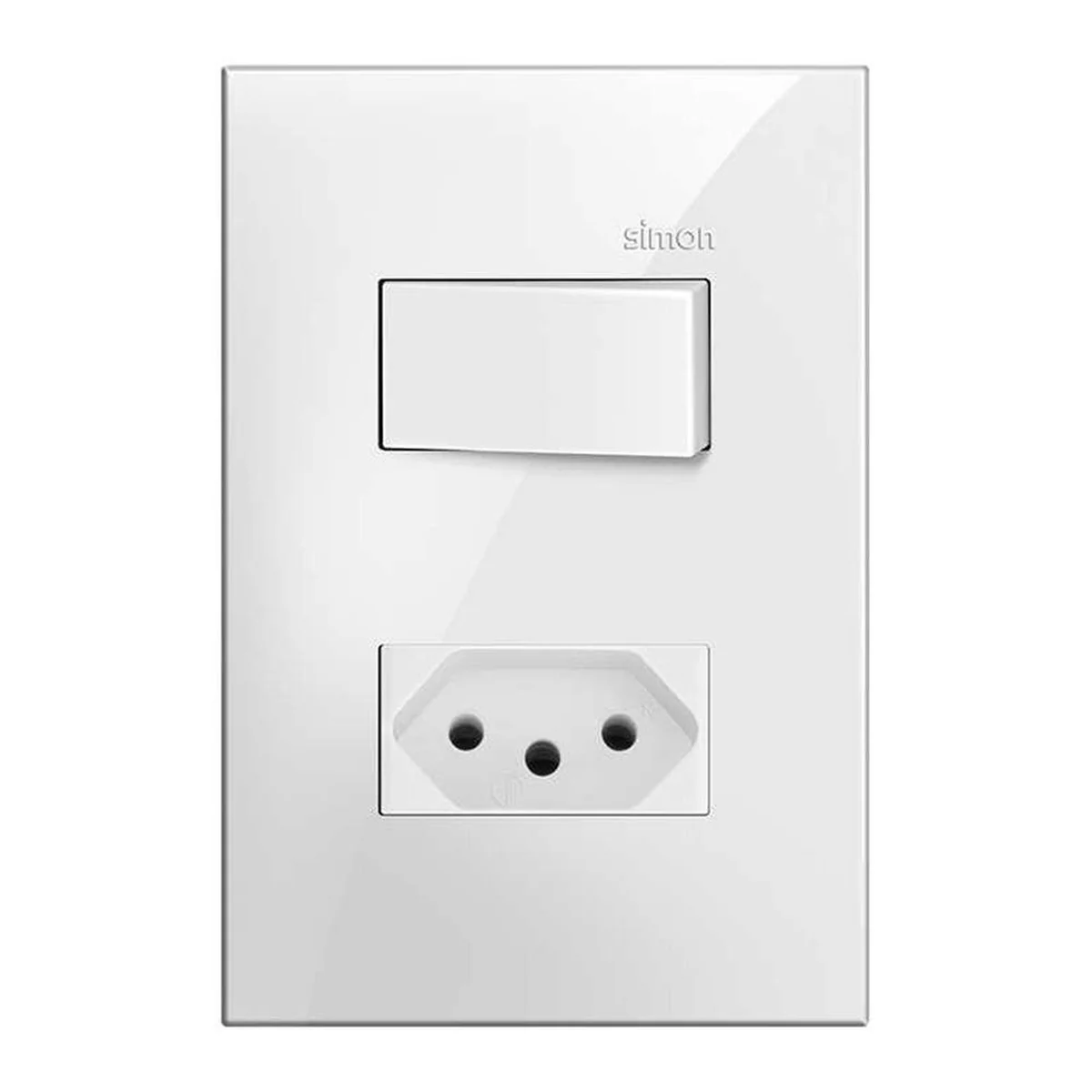 Conjunto Interruptor Paralelo+Tomada 10A Branco S35 3595830 Simon - imagem 1