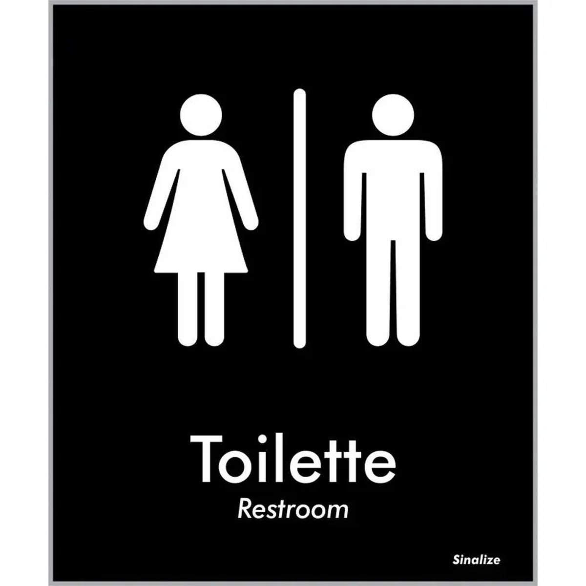 Placa Poliestireno Auto Adesiva Toilette/Restroom Preta BLK 04 Sinalize - imagem 1