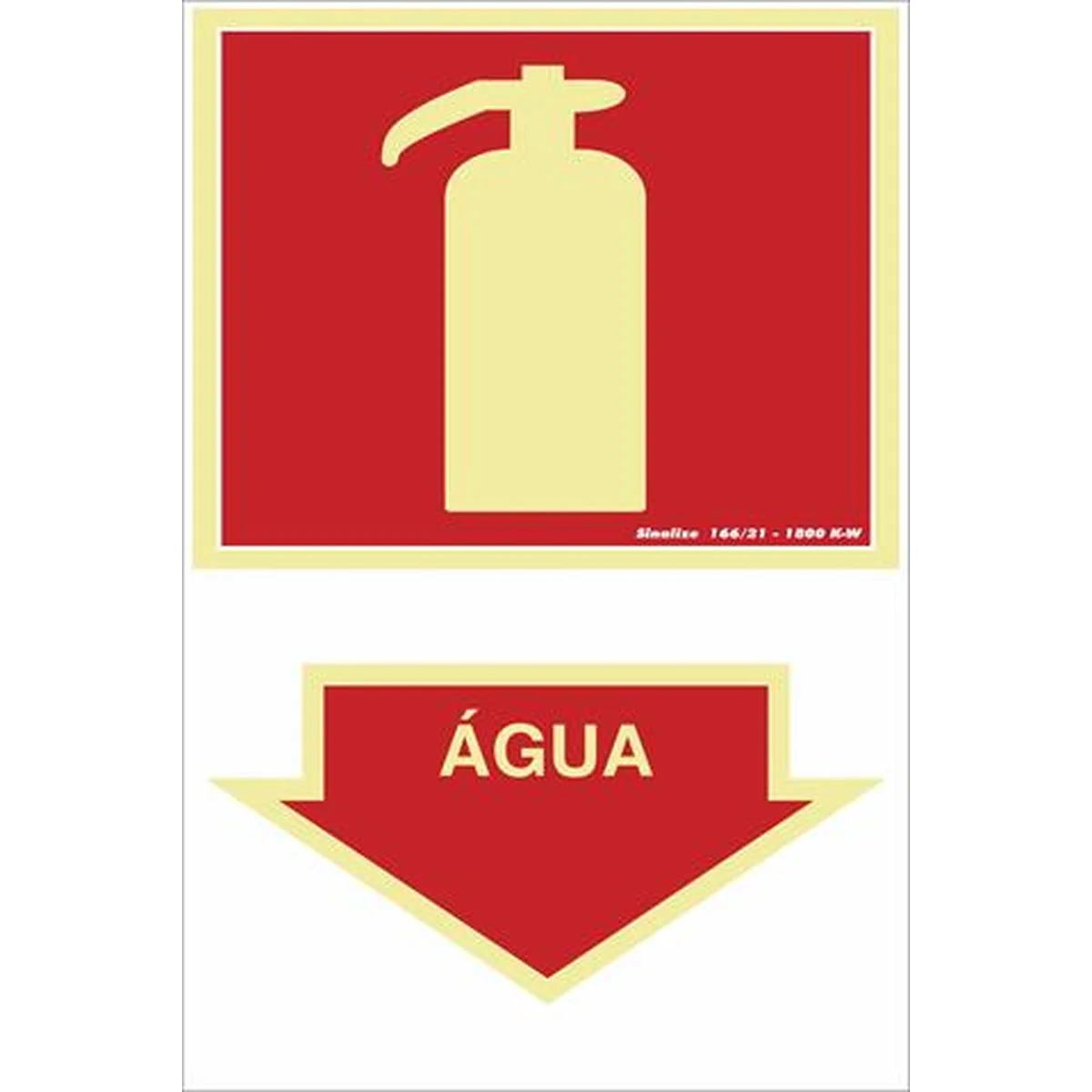 Placa Contra Incêndio Extintor Água 20x30cm em PVC Fotoluminescente - imagem 1