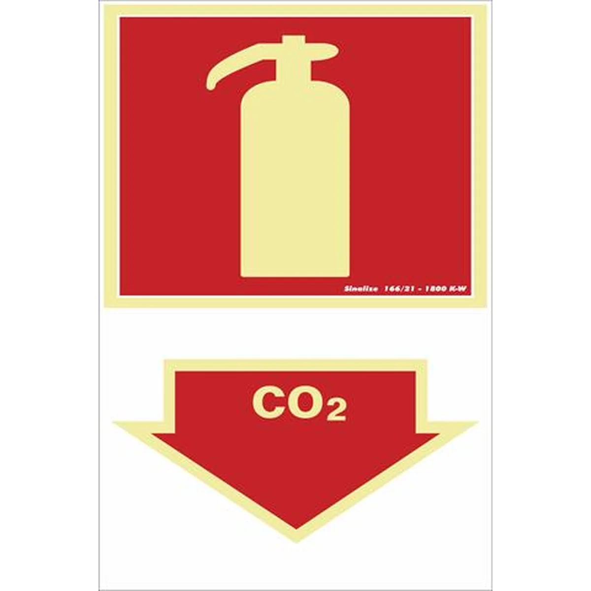 Placa Contra Incêndio Extintor Co2 20x30cm em PVC Fotoluminescente - imagem 1