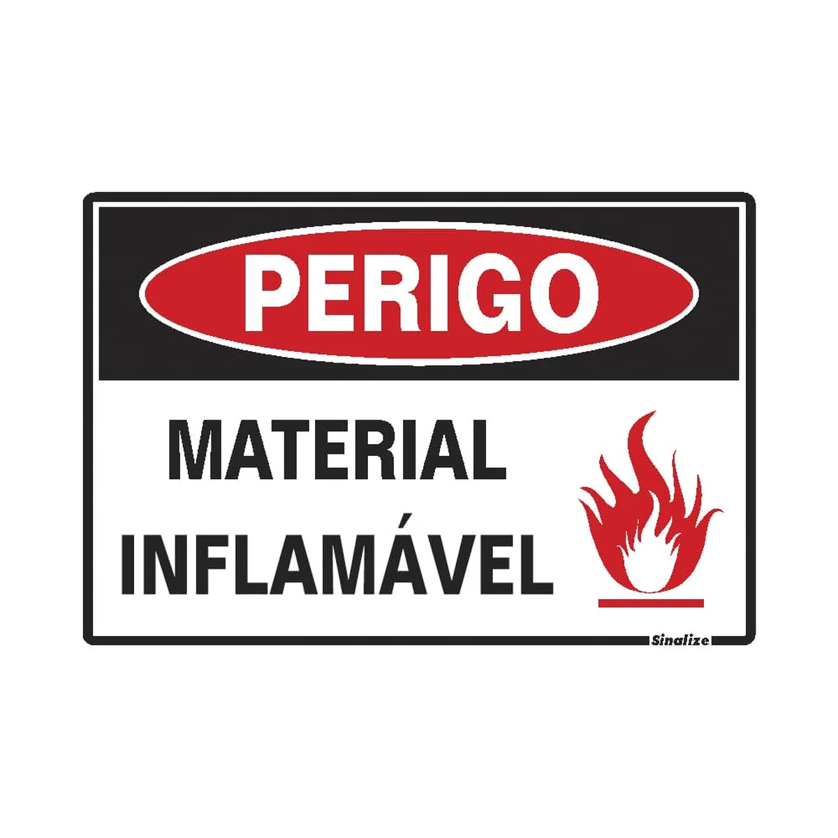 Placa Perigo Inflamável 20x30cm em Poliestireno - imagem 1