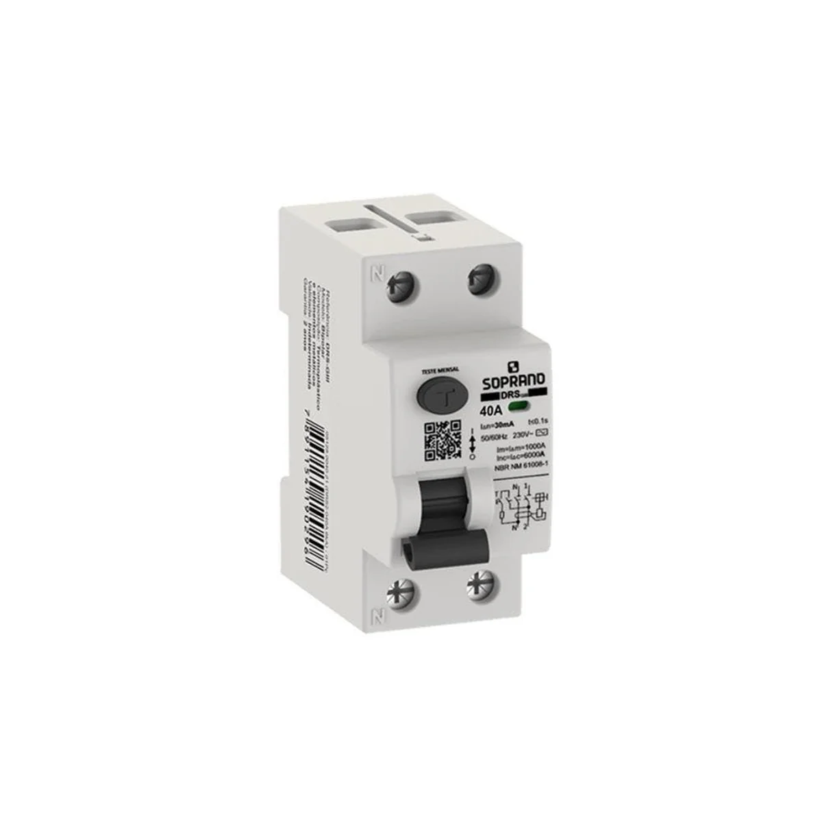 Interruptor Diferencial Residual 2 Polos 40A 30mA DRS2GII040A Soprano - imagem 1