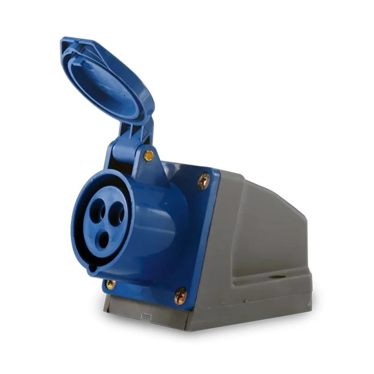 Tomada Sobrepor 3P+T 16A 220/240V 9 horas IP44 Azul/Cinza TSS-4009 Soprano - imagem 1