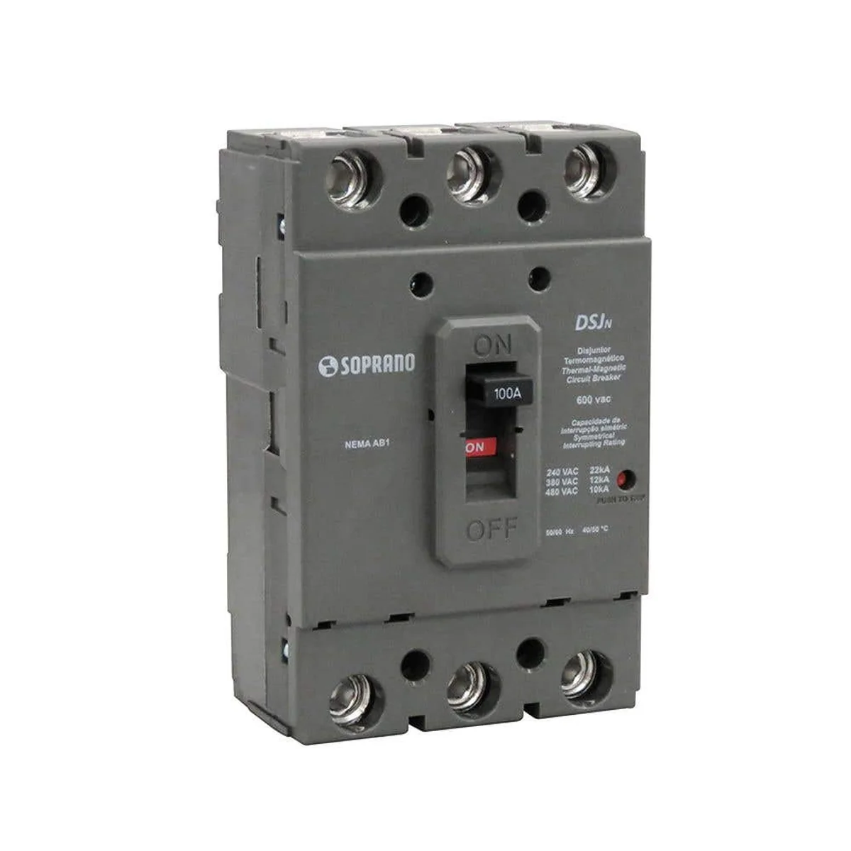 Disjuntor Trifásico 200A 240V 22kA DSJN200A Caixa Moldada Soprano - imagem 1