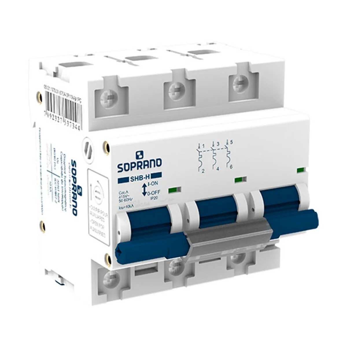 Disjuntor Tripolar 90A Curva C 240V 10kA SHB3HC090A Soprano - imagem 1