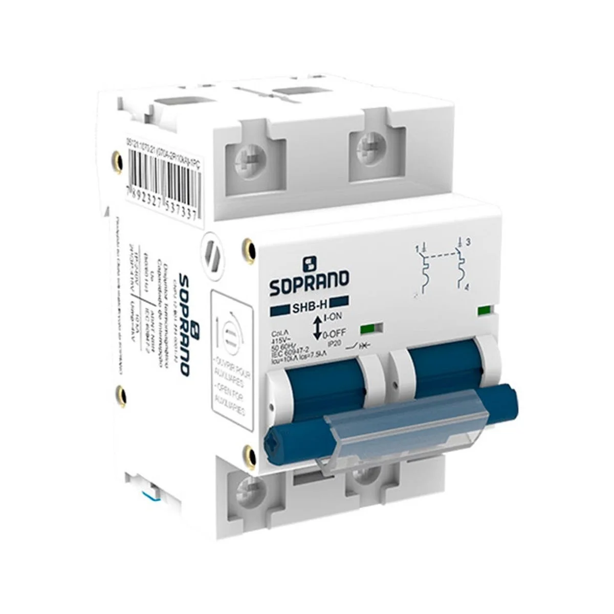 Disjuntor Bipolar 125A Curva C 240V 10kA SHB2HC125A Soprano - imagem 1