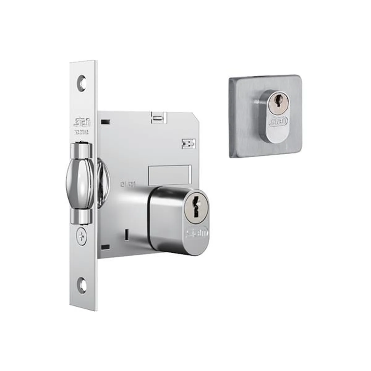 Fechadura Externa Roseta Quadrada Trinco Rolete 1005 45mm Stam - imagem 1