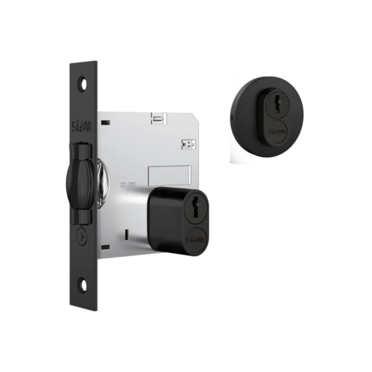 Fechadura Externa Roseta Redonda Trinco Rolete 1005 45mm Preta - imagem 1