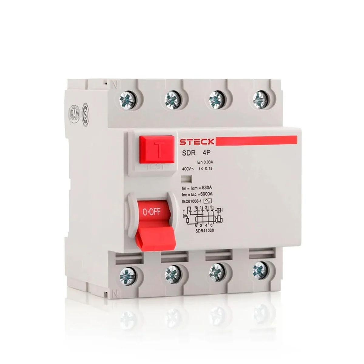 Interruptor Diferencial Tetrapolar 100A 30mA SDR4100003 Steck - imagem 1