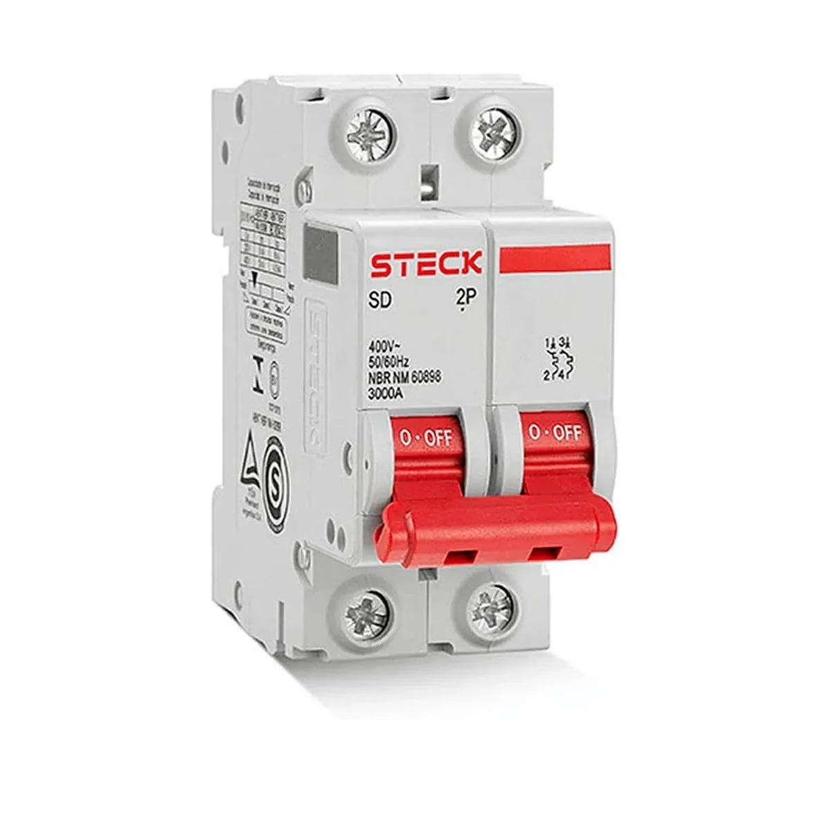 Disjuntor Bipolar 20A Curva C 400V 3kA SDD62C20 Steck - imagem 1