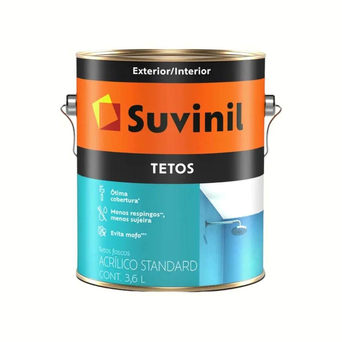 Tinta Standard Acrílica Fosco Tetos Branco 3,6L Suvinil - imagem 1