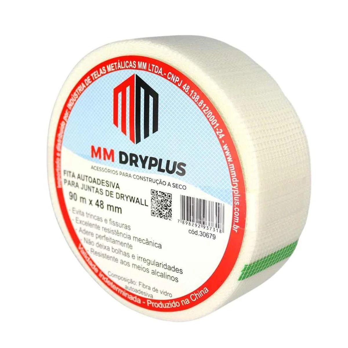 Fita Telada Adesiva Fibra Vidro Branco 48mm 90m MM Dryplus - imagem 1