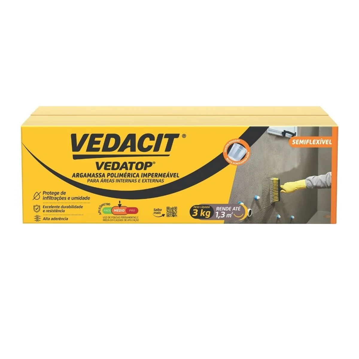 ARGAMASSA POL IMP VEDATOP 3KG RODAPÉ E PARED INT - imagem 1
