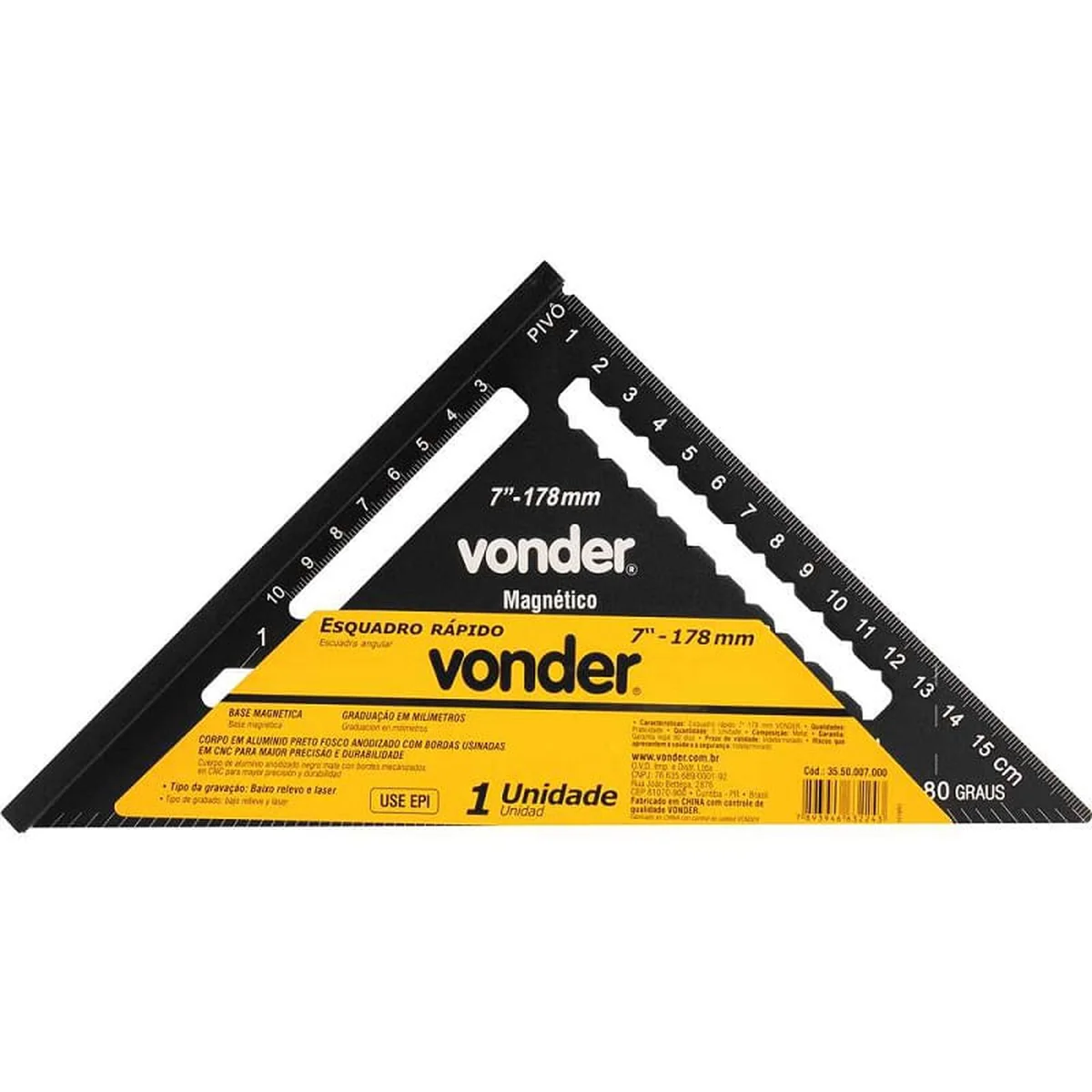 Esquadro Rápido 7" - 28cm Alumínio Vonder - imagem 1