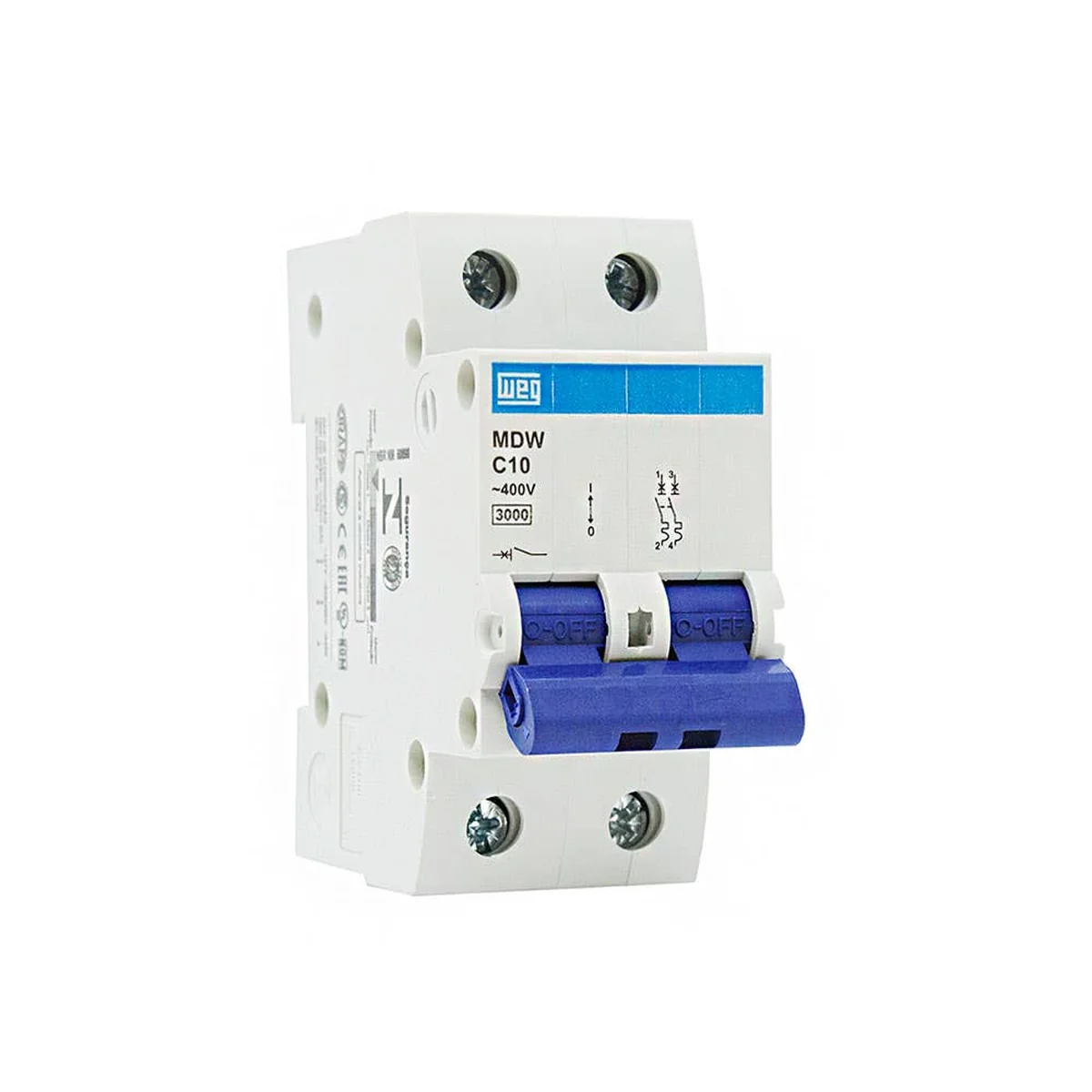 Disjuntor Bifásico 10A Curva C 3kA 230Vca MDWC102 WEG - imagem 1