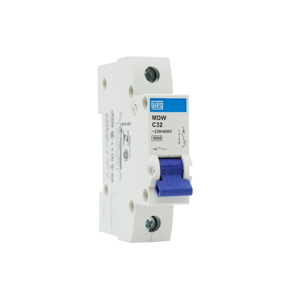 Disjuntor Monofásico 32A Curva C 3kA 127/230Vca MDWC32 WEG - imagem 1