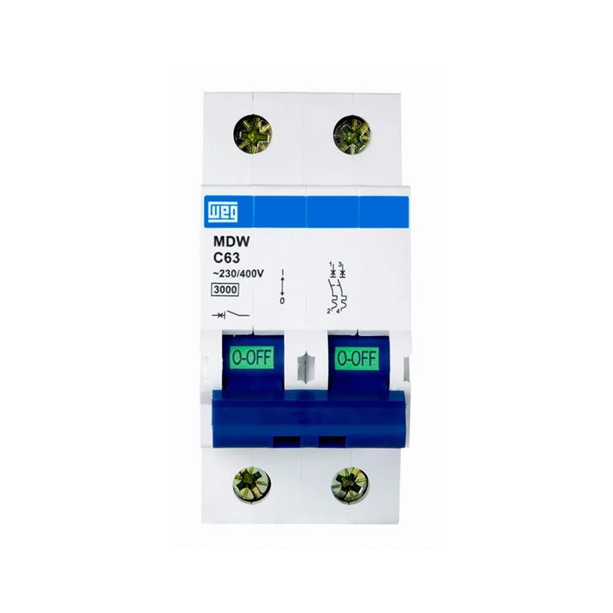 Disjuntor Bifásico 50A Curva C 3kA 230Vca MDWC502 WEG - imagem 1