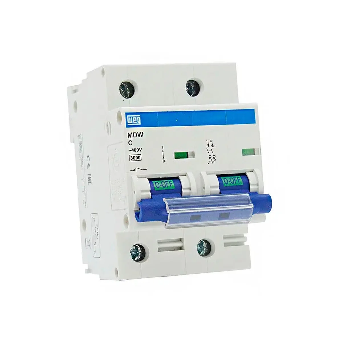 Disjuntor Bipolar 80A Curva C 230V 3kA MDWC802 WEG - imagem 1