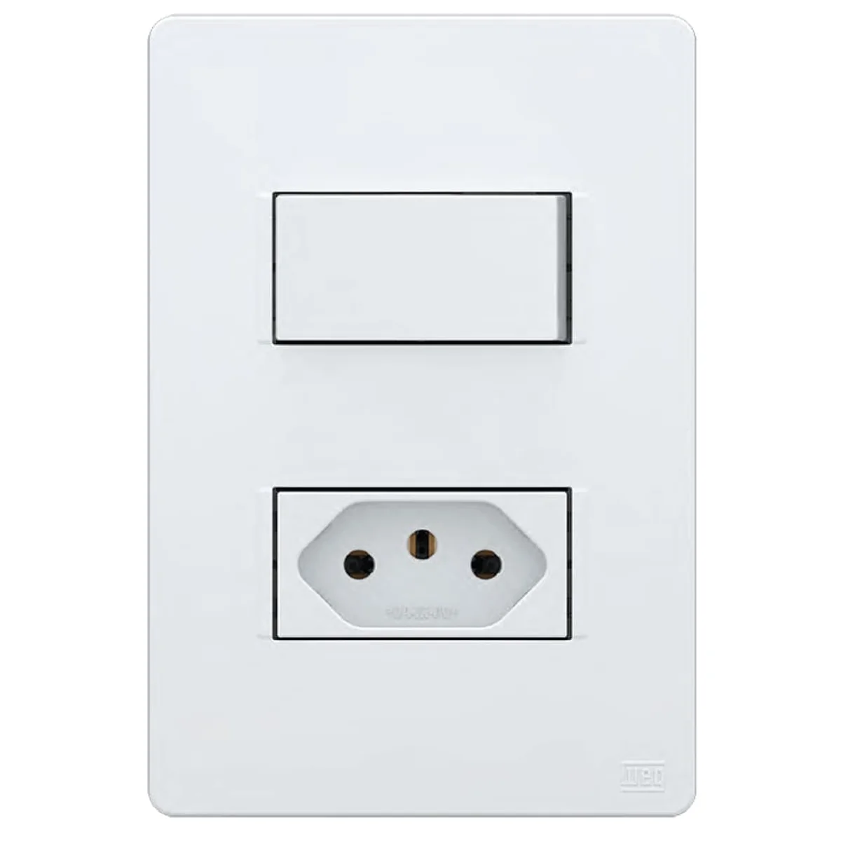 Conjunto Interruptor Simples 10A/250V+Tomada 10A 4x2 Branco Esatta - imagem 1