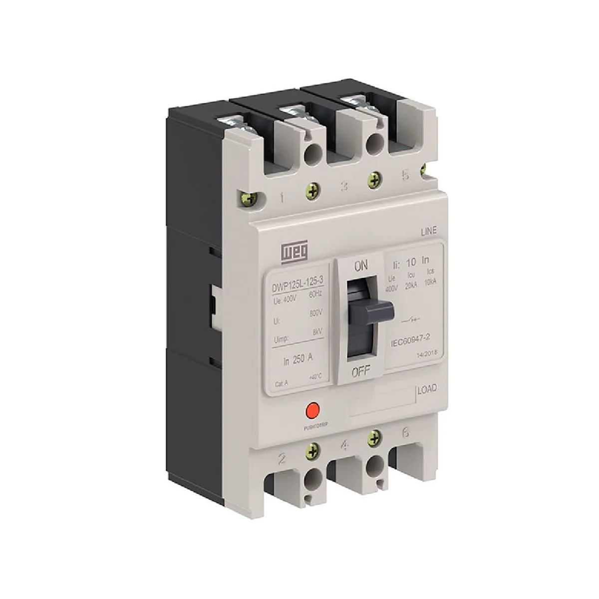 Disjuntor Caixa Moldada Tripolar 125A 400V 20kA DWP125L1253 WEG - imagem 1