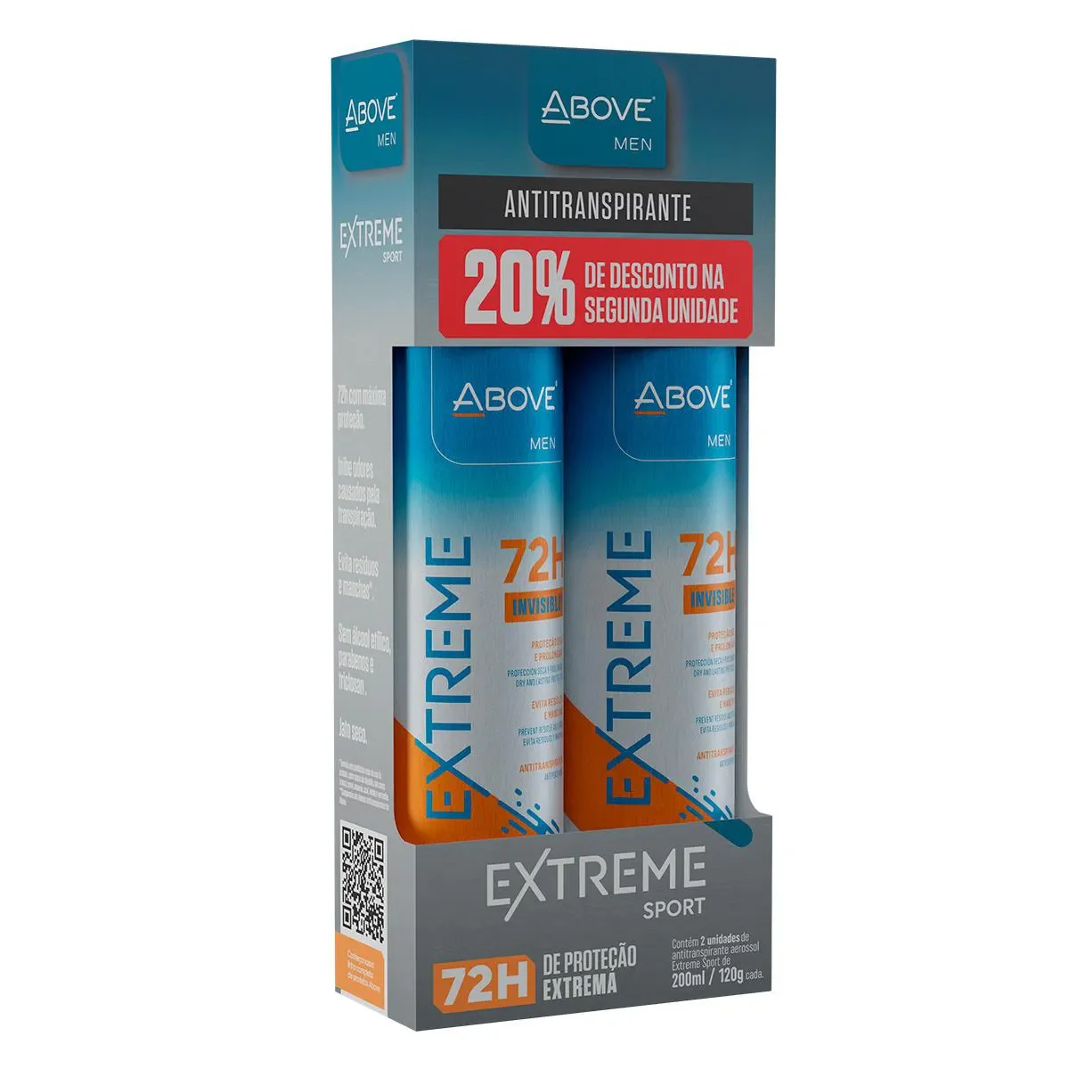 Desodorante Antitranspirante Above Men Extreme Sport 72h pack 2 unidades de 200ml cada - imagem 1