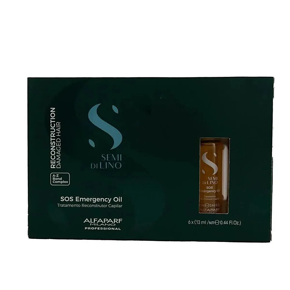 Ampola de Tratamento Capilar Alfaparf Semi Di Lino Reconstruction SOS Emergency Oil 6 x 13ml - imagem 1