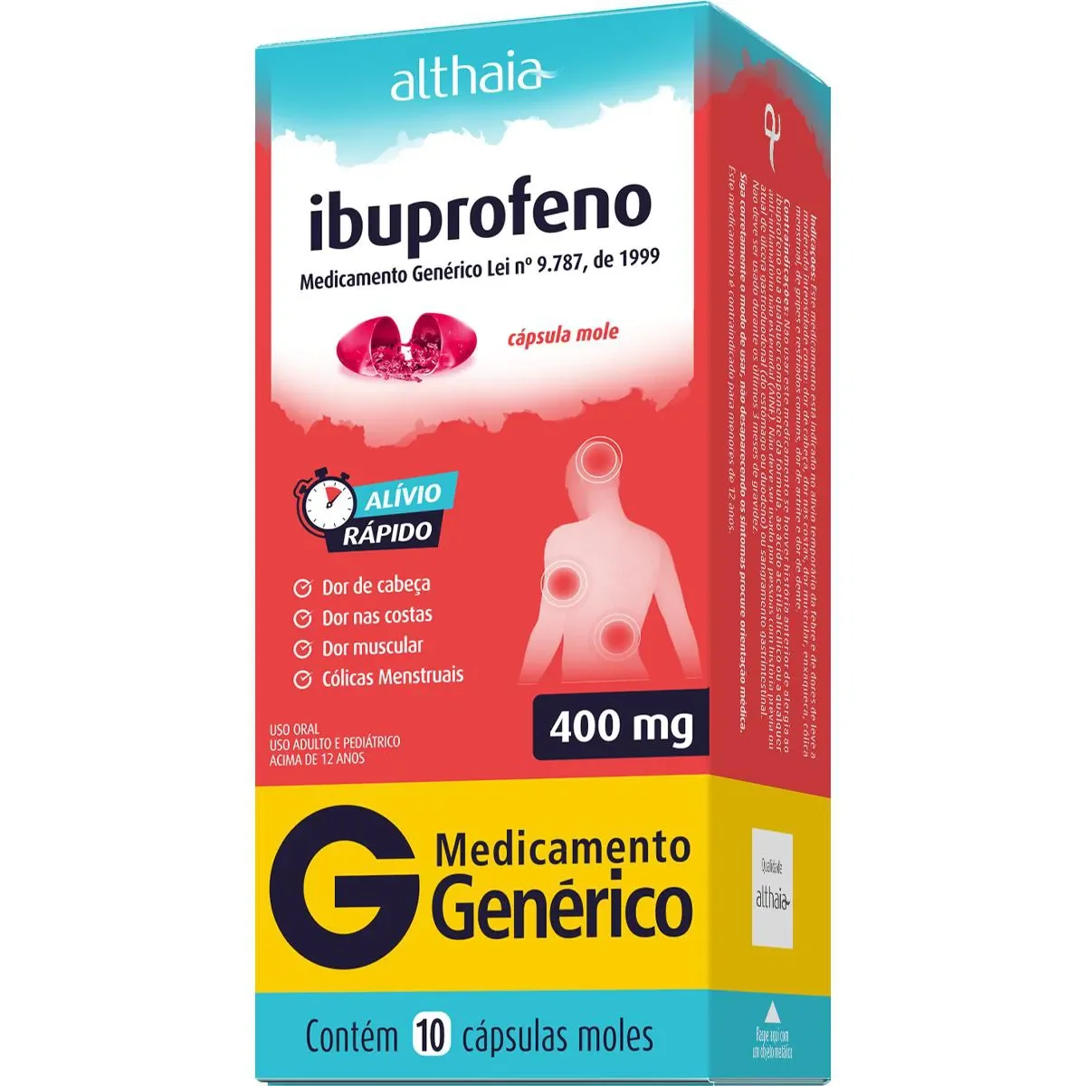 Ibuprofeno 400mg 10 Cápsulas Gelatinosas Mole Althaia Genérico - imagem 1