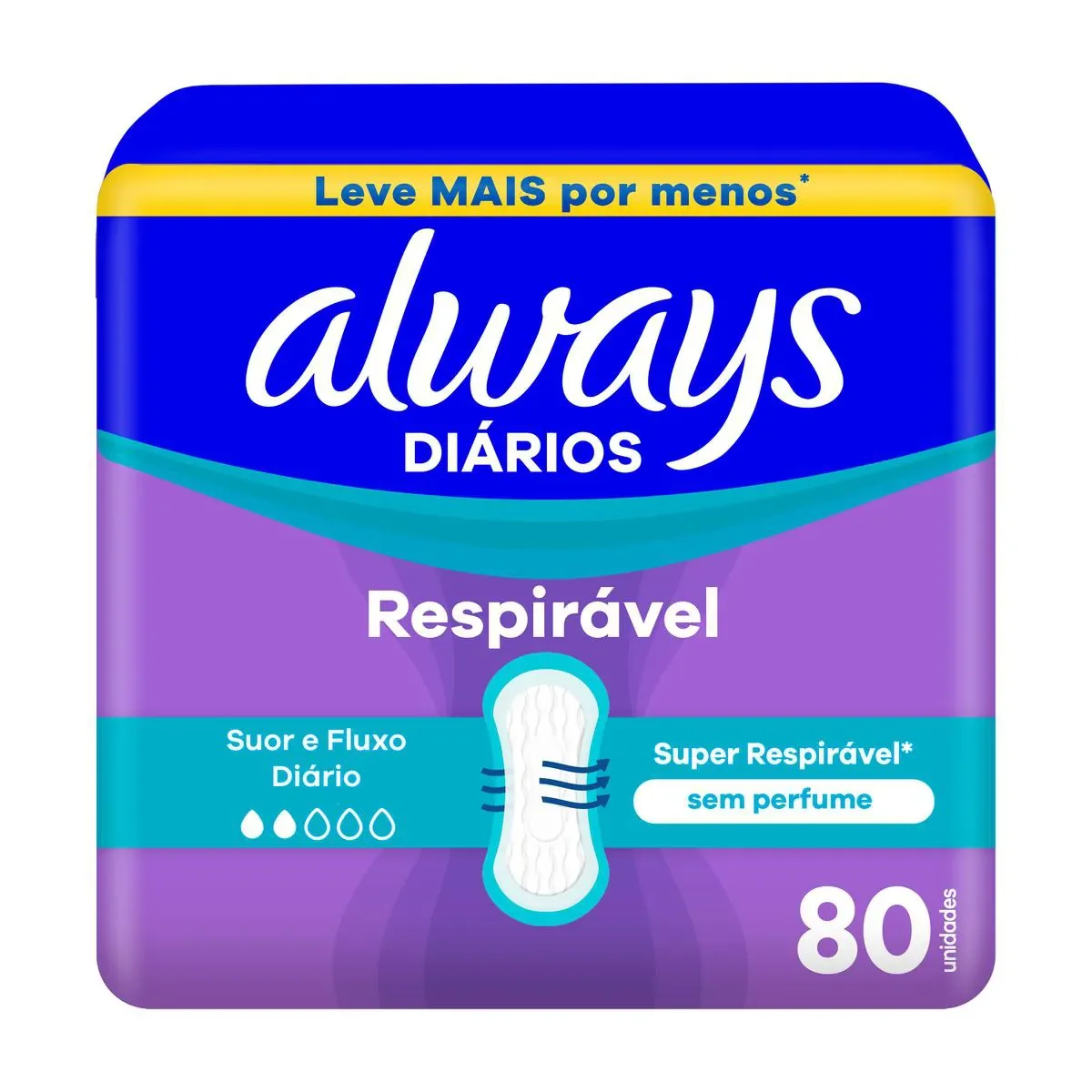 Protetor Diário Always Sem Perfume Respirável com 80 unidades - imagem 1