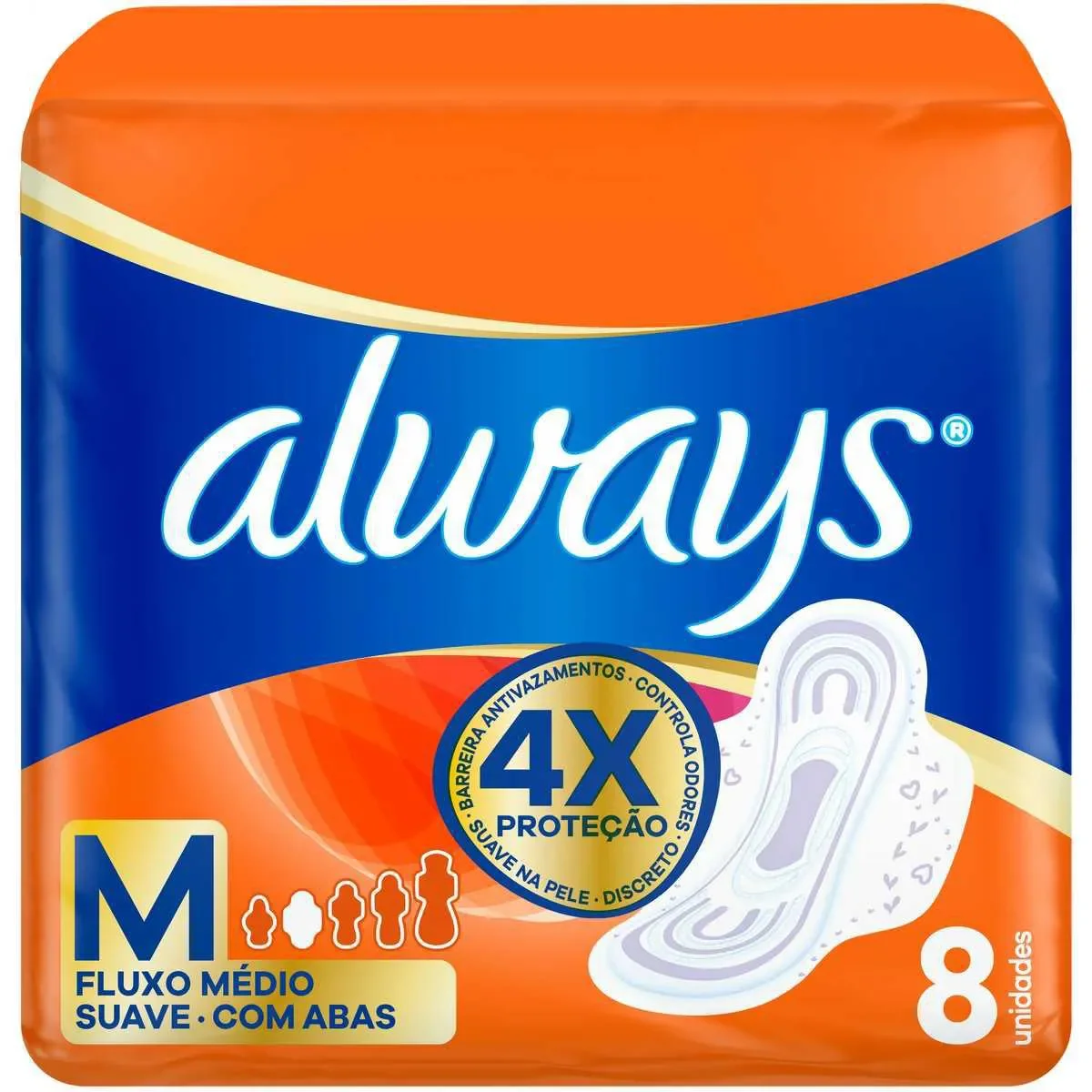 Absorvente Always Suave M com Abas - 8 unidades - imagem 1