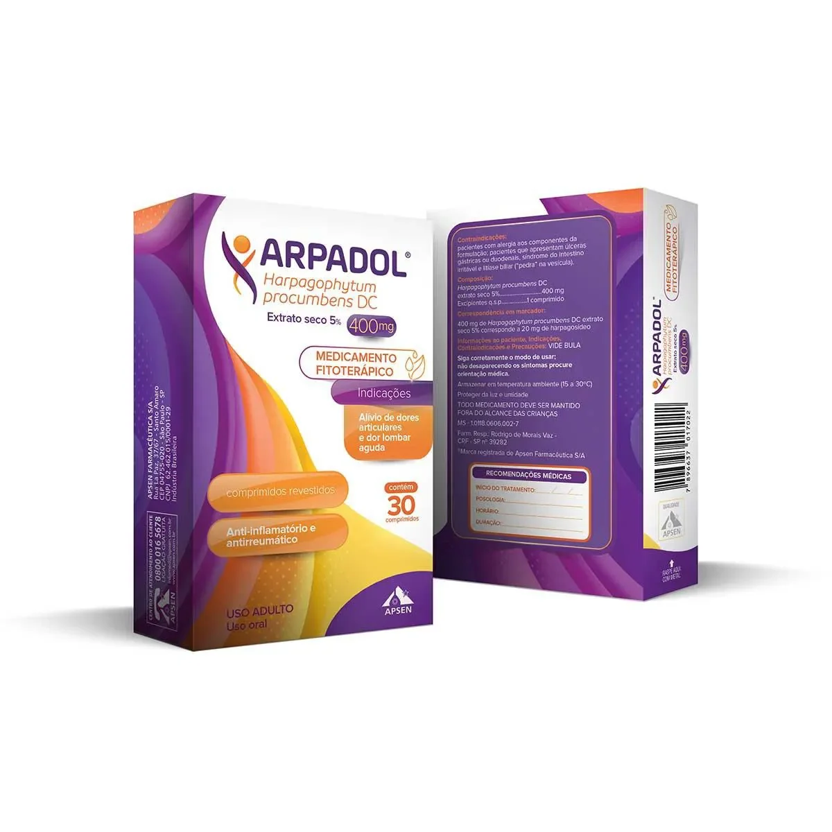 Arpadol Harpagophytum Procumbens 400mg 30 comprimidos - imagem 1