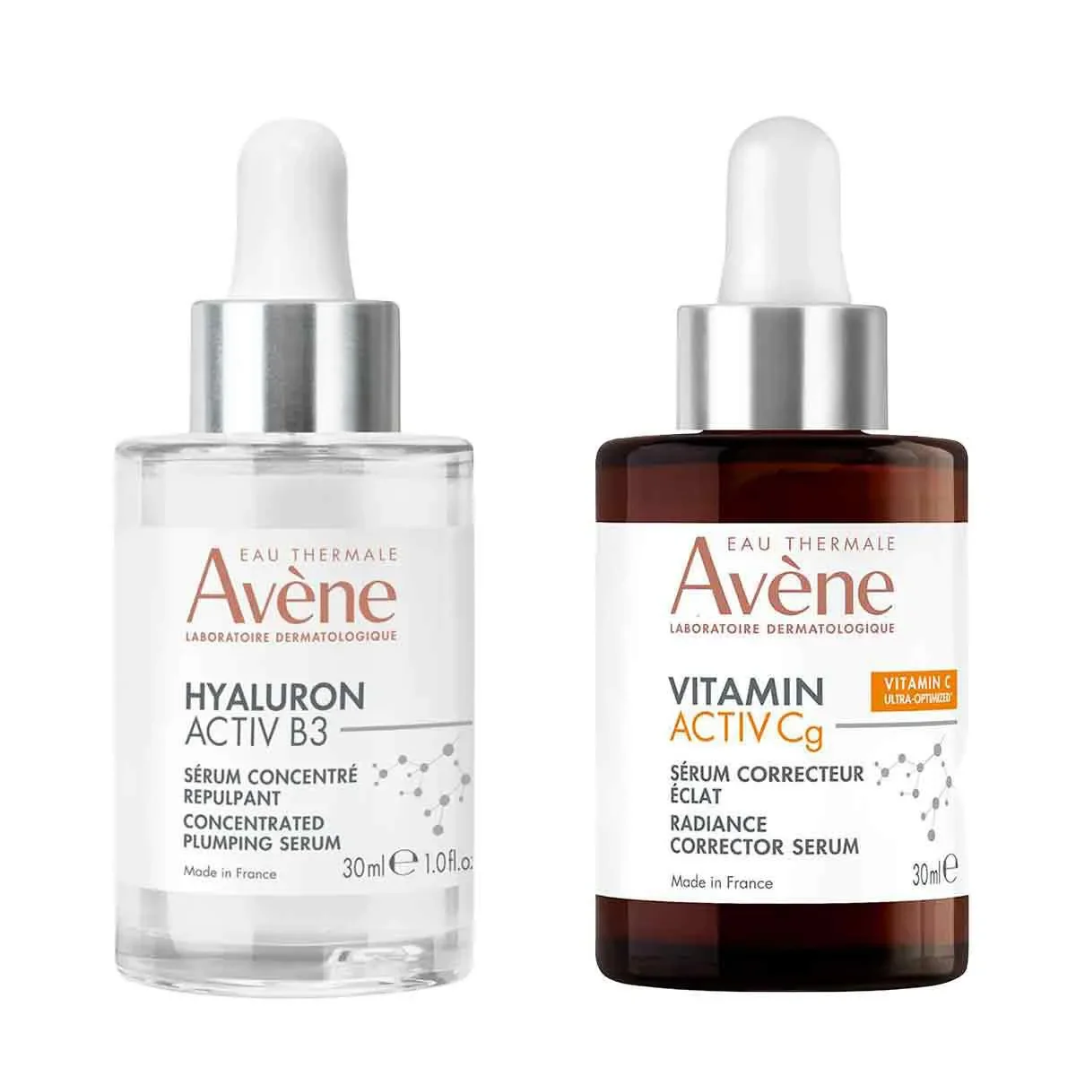 Kit Avène Sérum Facial Iluminador Intensivo Vitamin Activ Cg 30ml + Concentrado Anti-idade Hyaluron Activ B3 30ml - imagem 1