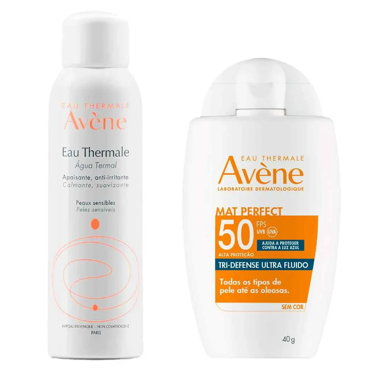 Kit Avène Protetor Solar Facial Mat Perfect Tri-Defense Ultra Fluido FPS 50 40g + Água Termal 150ml - imagem 1