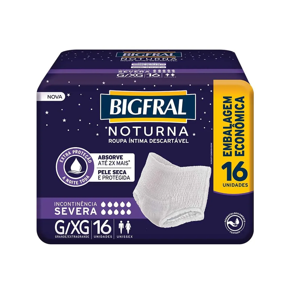 Roupa Íntima Descartável Unissex Bigfral Noturna Pants Absorção Intensa 16 unidades - imagem 1