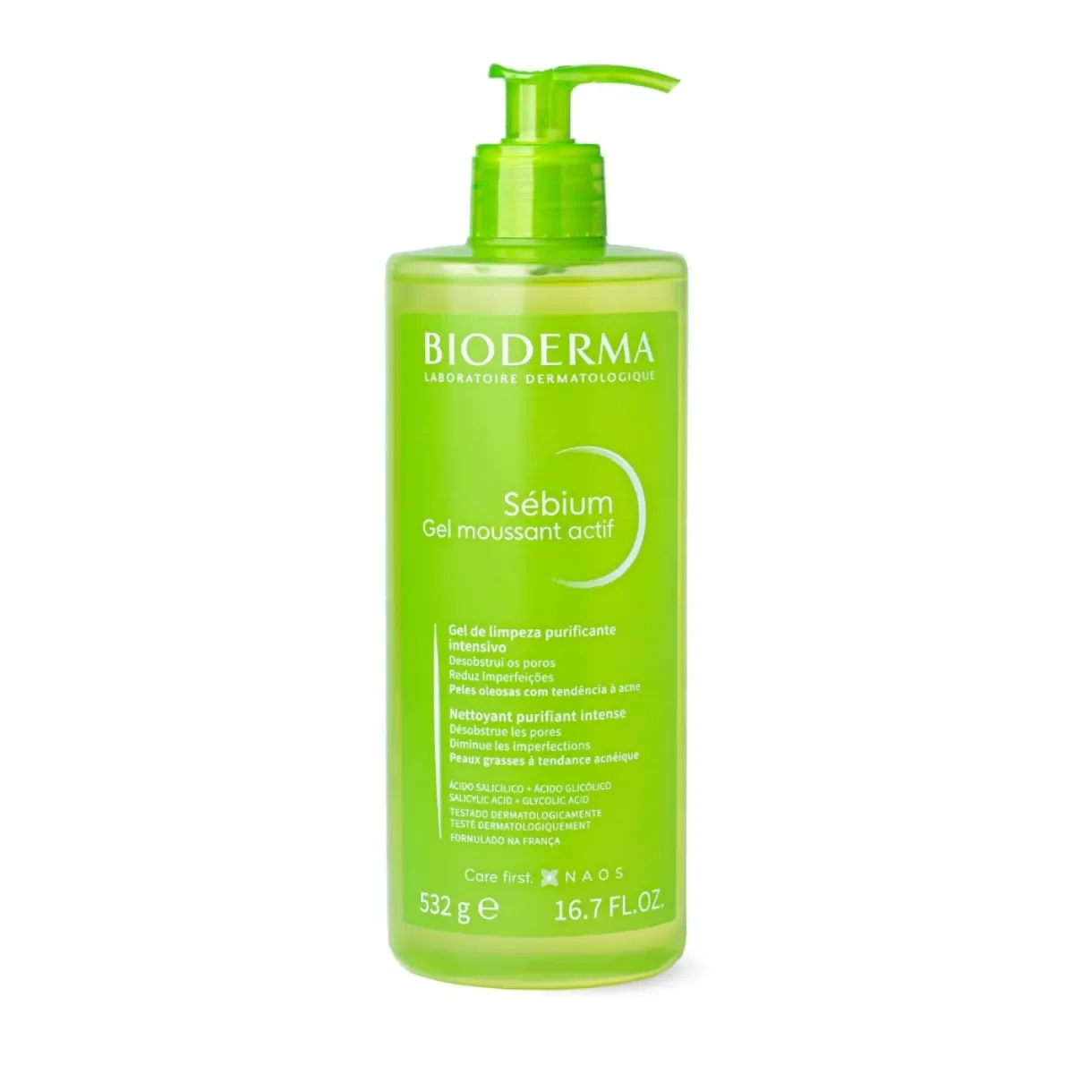 Gel de Limpeza Antiacne Bioderma Sebium Moussant Actif 500ml - imagem 1