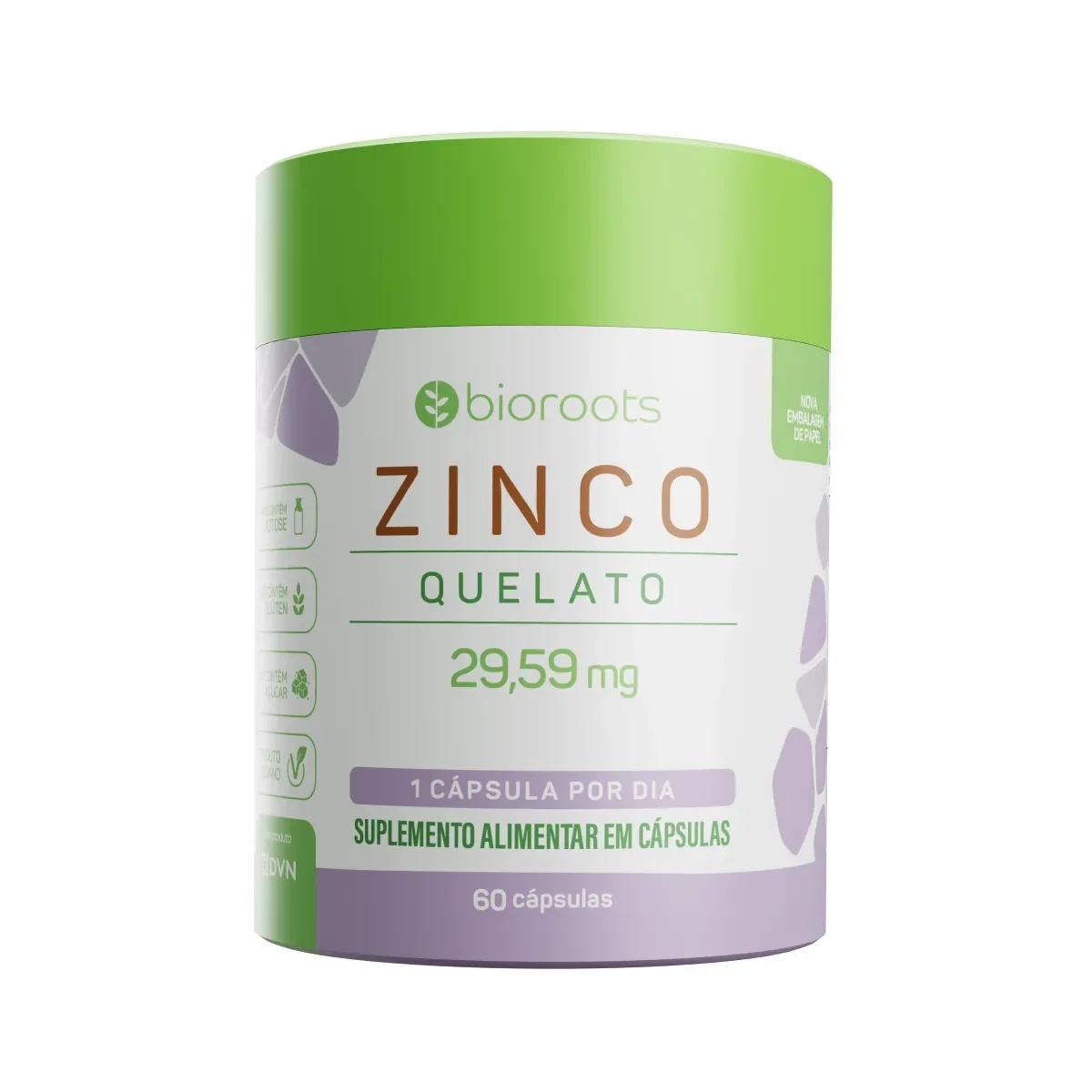 Zinco Quelato 30mg Bioroots 60 cápsulas - imagem 1
