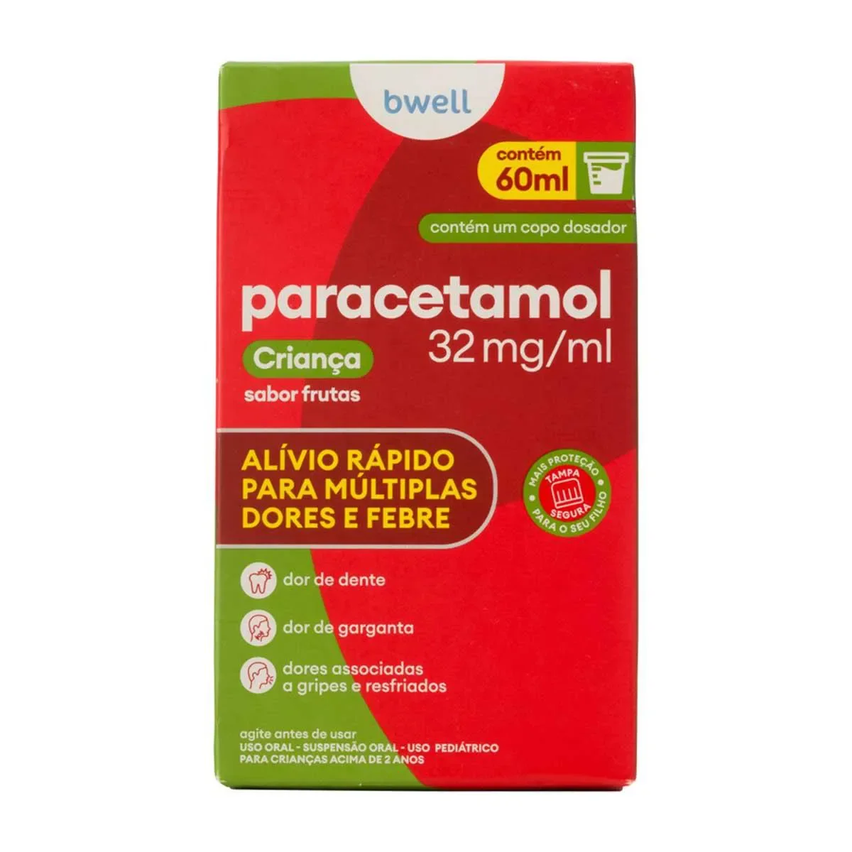 Paracetamol Criança bwell 32mg/ml Frutas Suspensão Oral 60ml - imagem 1