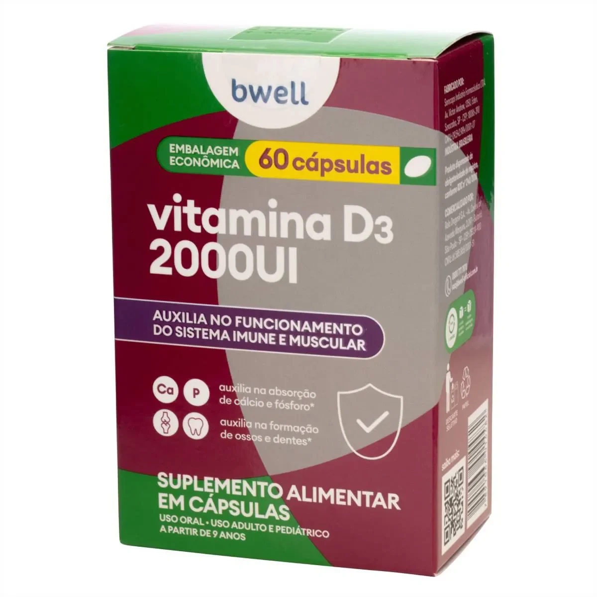 Vitamina D3 2.000UI bwell 60 cápsulas - imagem 1