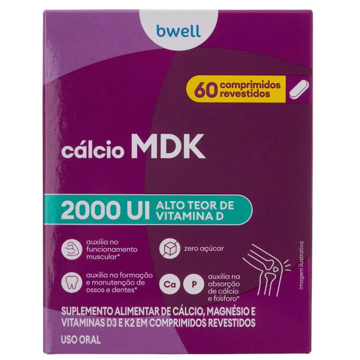 Cálcio MDK bwell 60 Comprimidos - imagem 1