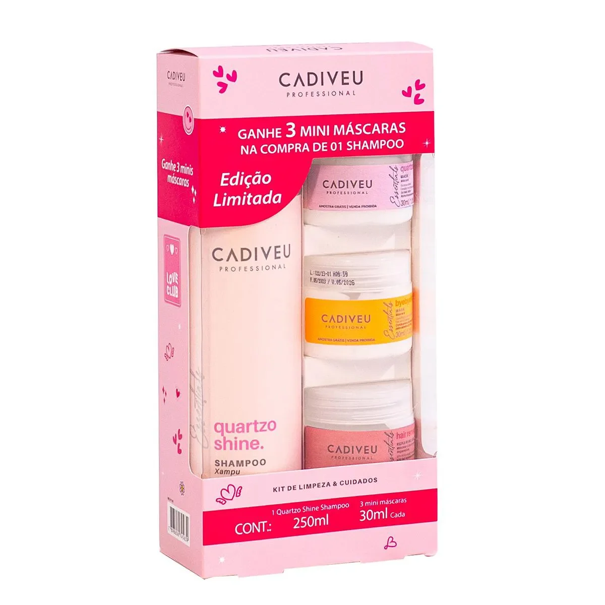 Kit Cadiveu Professional Quartzo Shine 1 Shampoo 250ml + 3 Mini Máscaras de 30ml cada - imagem 1