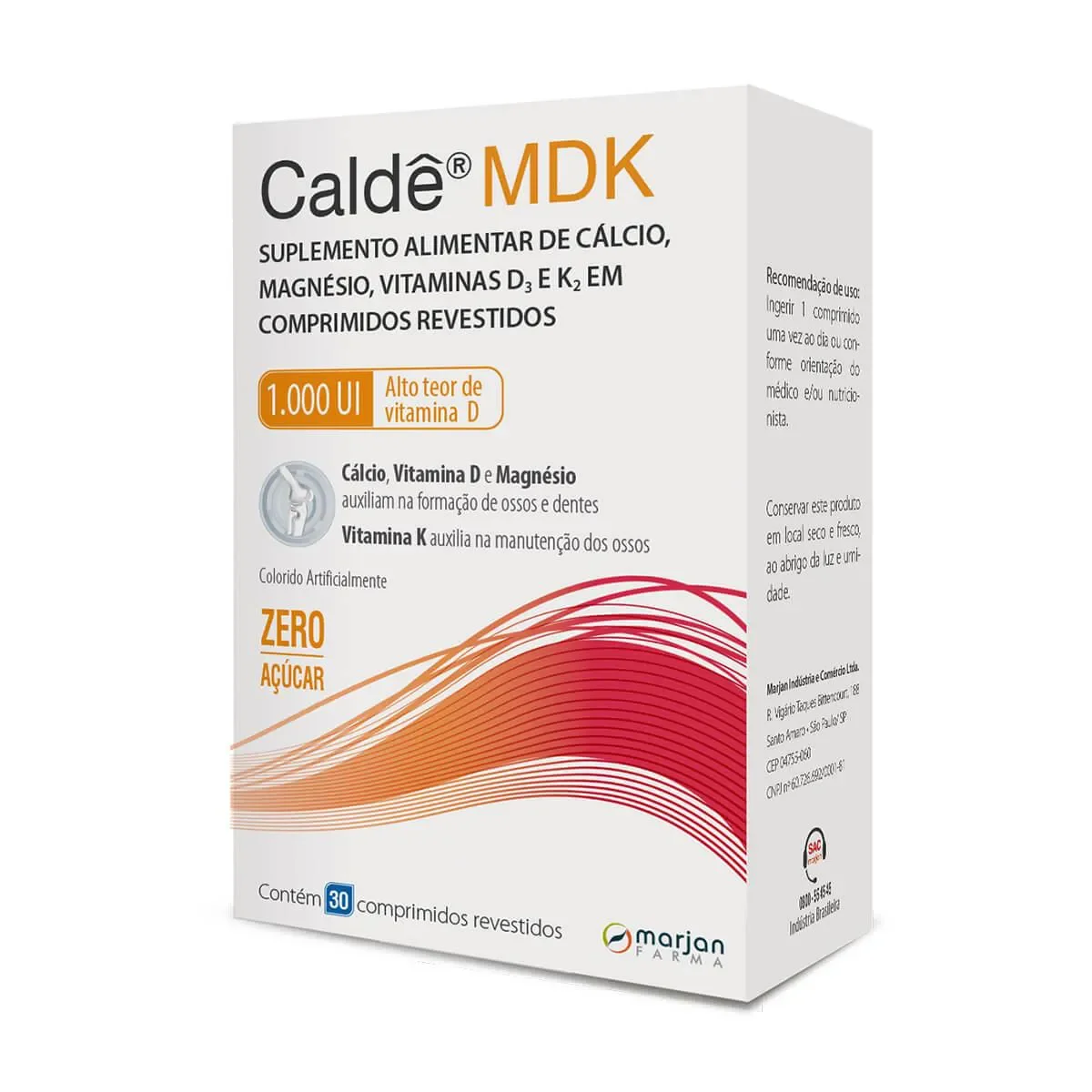 Cálcio Caldê MDK 1000UI 30 comprimidos - imagem 1