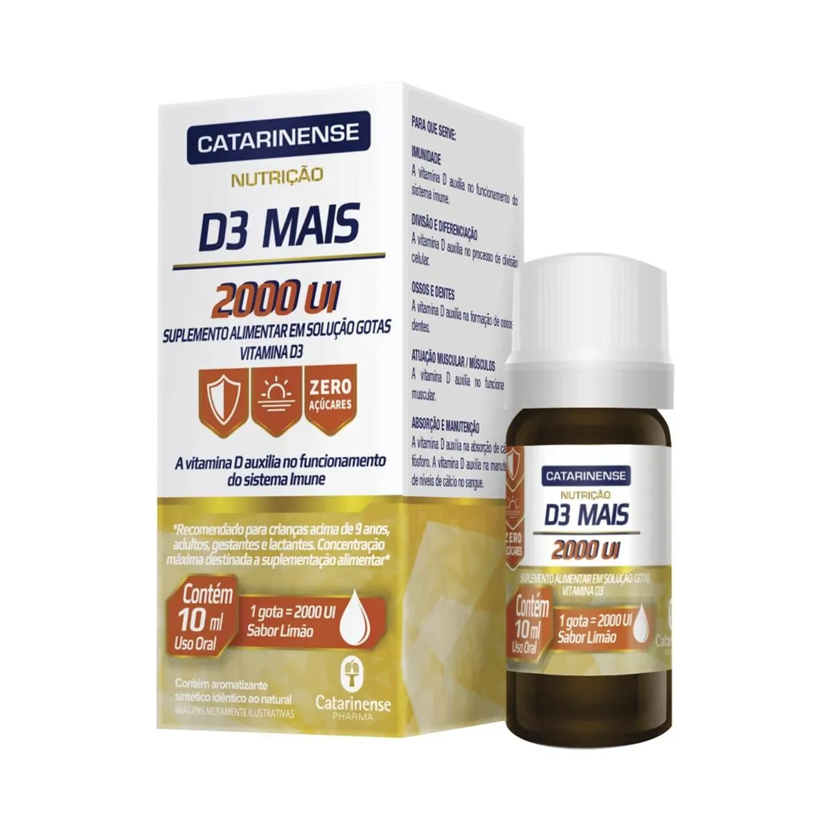 Vitamina D 2000UI D3 Mais Limão Gotas 10ml - imagem 1