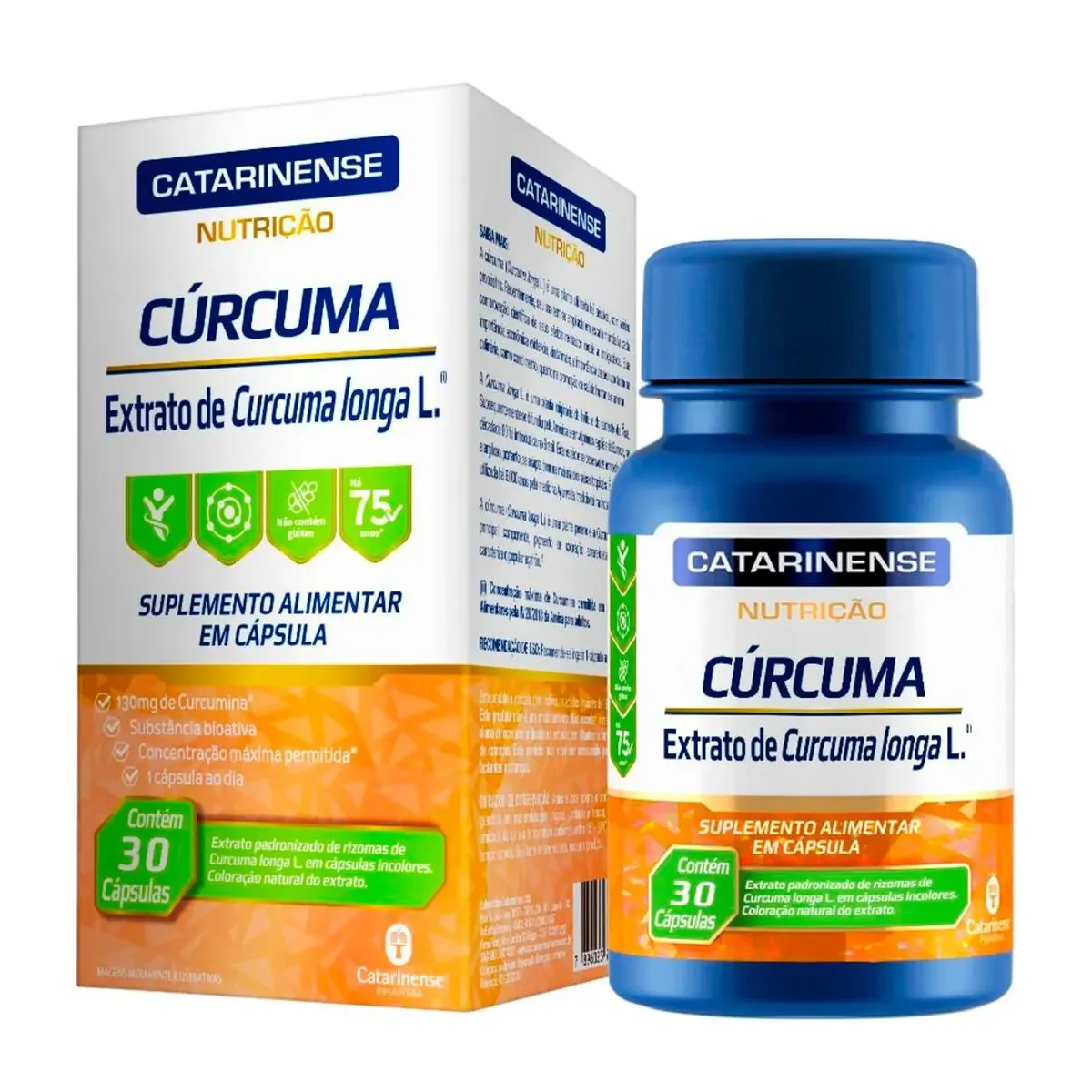 Suplemento Alimentar de Cúrcuma 130mg - 30 cápsulas - imagem 1