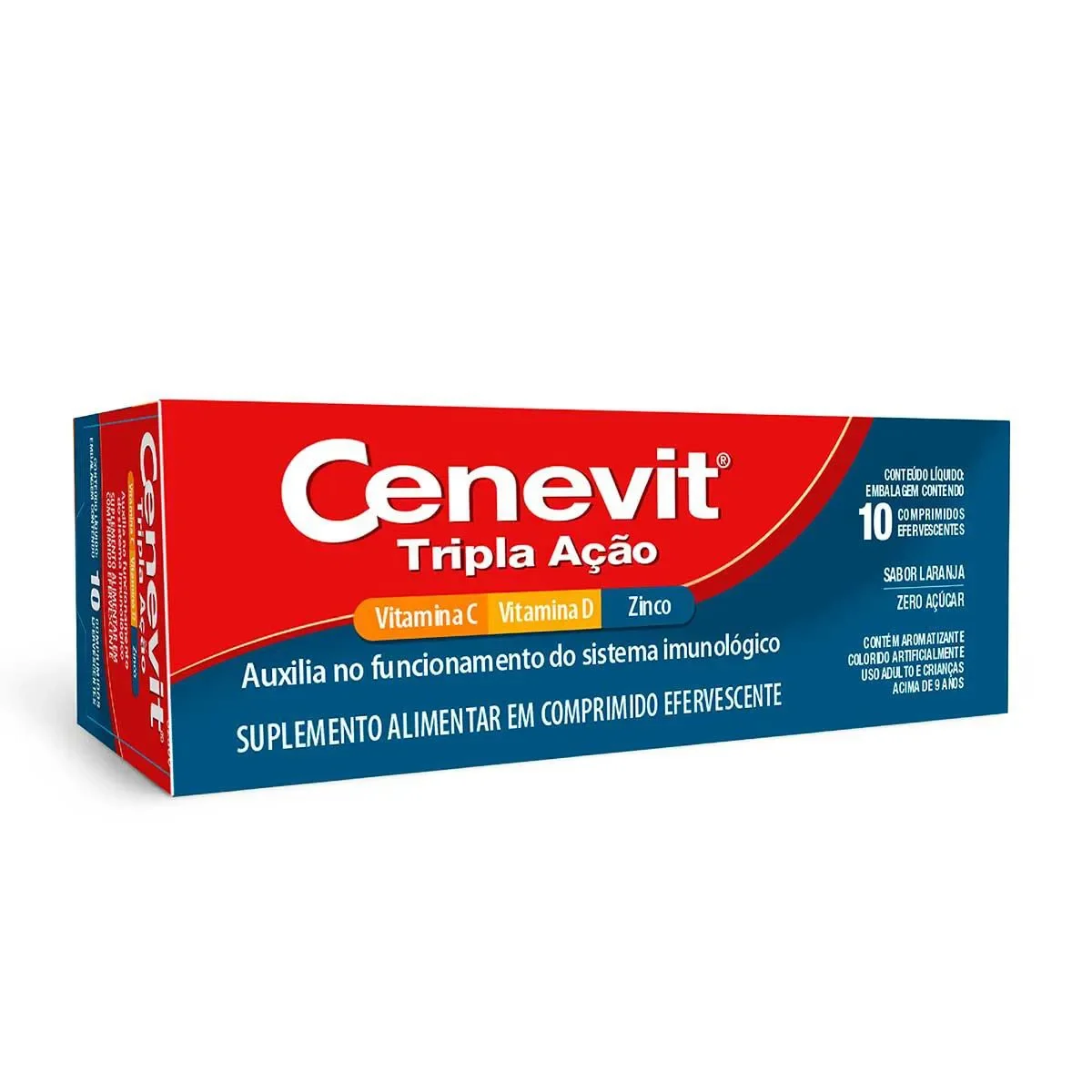 Vitamina C Efervescente Cenevit Tripla Ação Laranja 10 Comprimidos - imagem 1