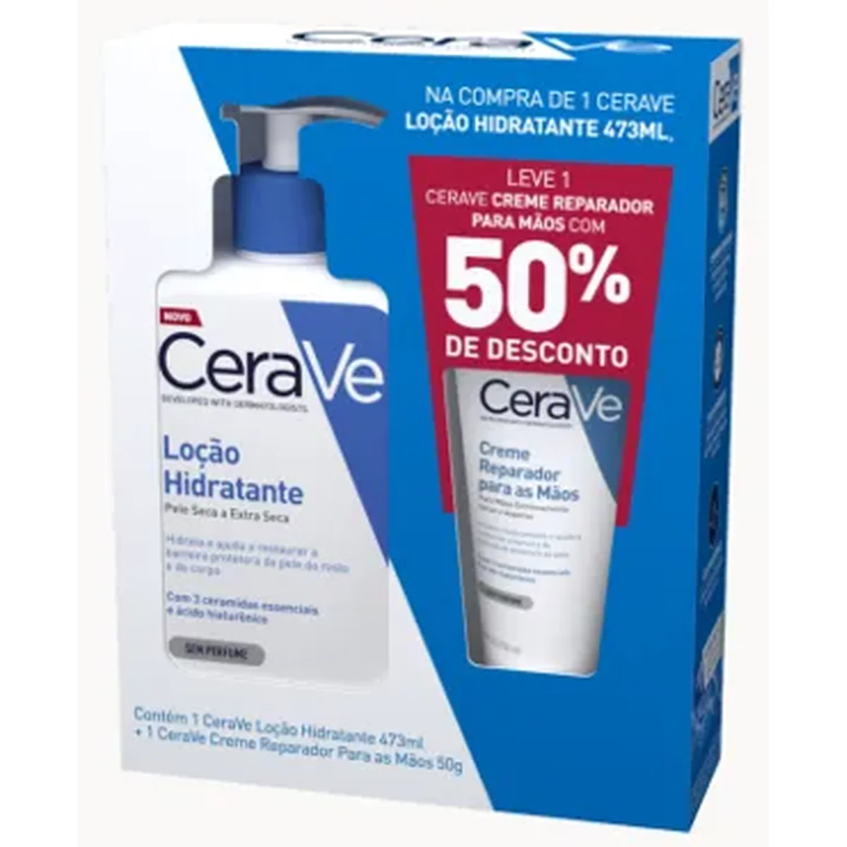 Kit CeraVe Loção Hidratante Corporal 473ml + Creme Reparador para as Mãos 50g - imagem 1
