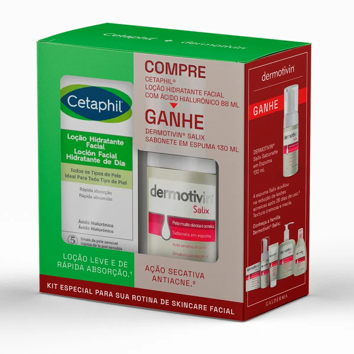 Kit Loção Hidratante Facial Cetaphil 88ml + Sabonete em Espuma Dermotivin Salix 130ml - imagem 1