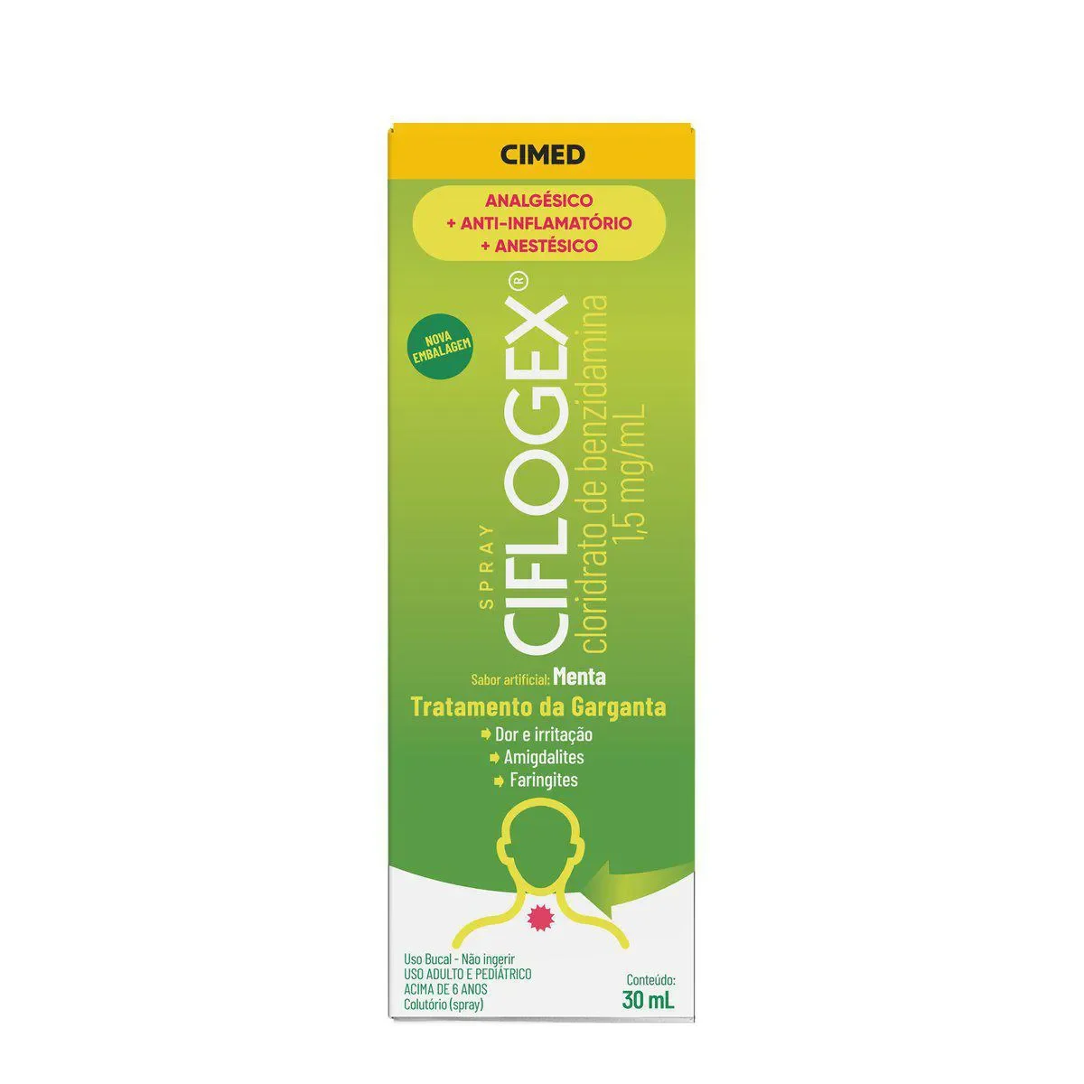 Spray para Garganta Ciflogex Sabor Menta 30ml - imagem 1