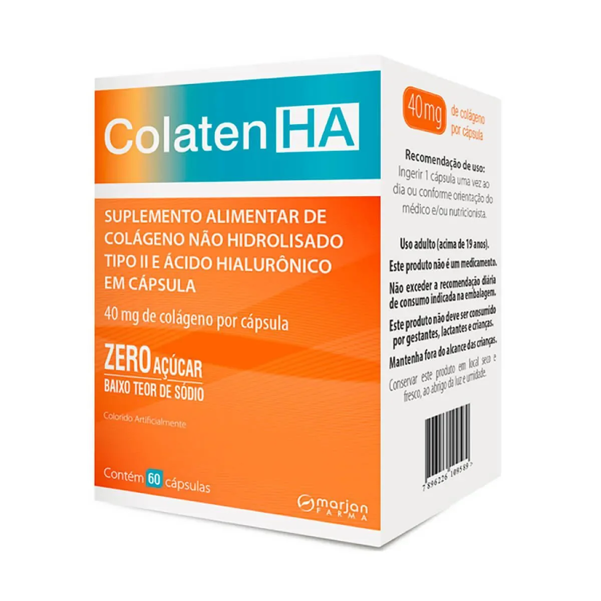 Suplemento Alimentar Colaten HA Colágeno Não Hidrolisado Tipo II - 60 cápsulas - imagem 1