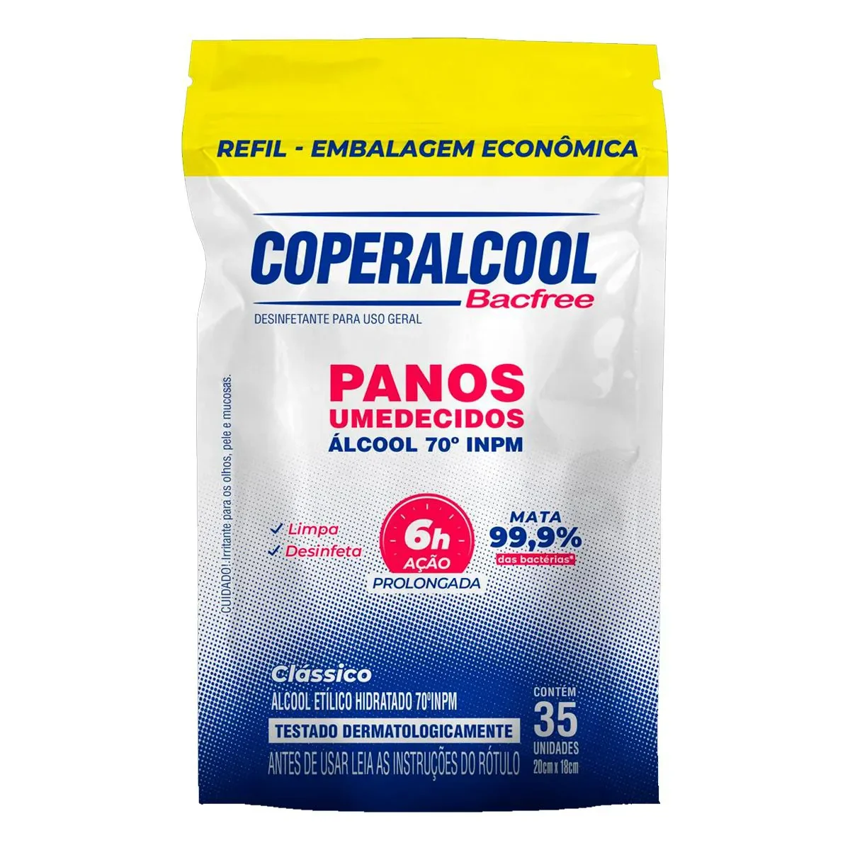 Refil Panos Umedecidos Álcool 70% Coperalcool Bacfree Clássico 35 Unidades - imagem 1