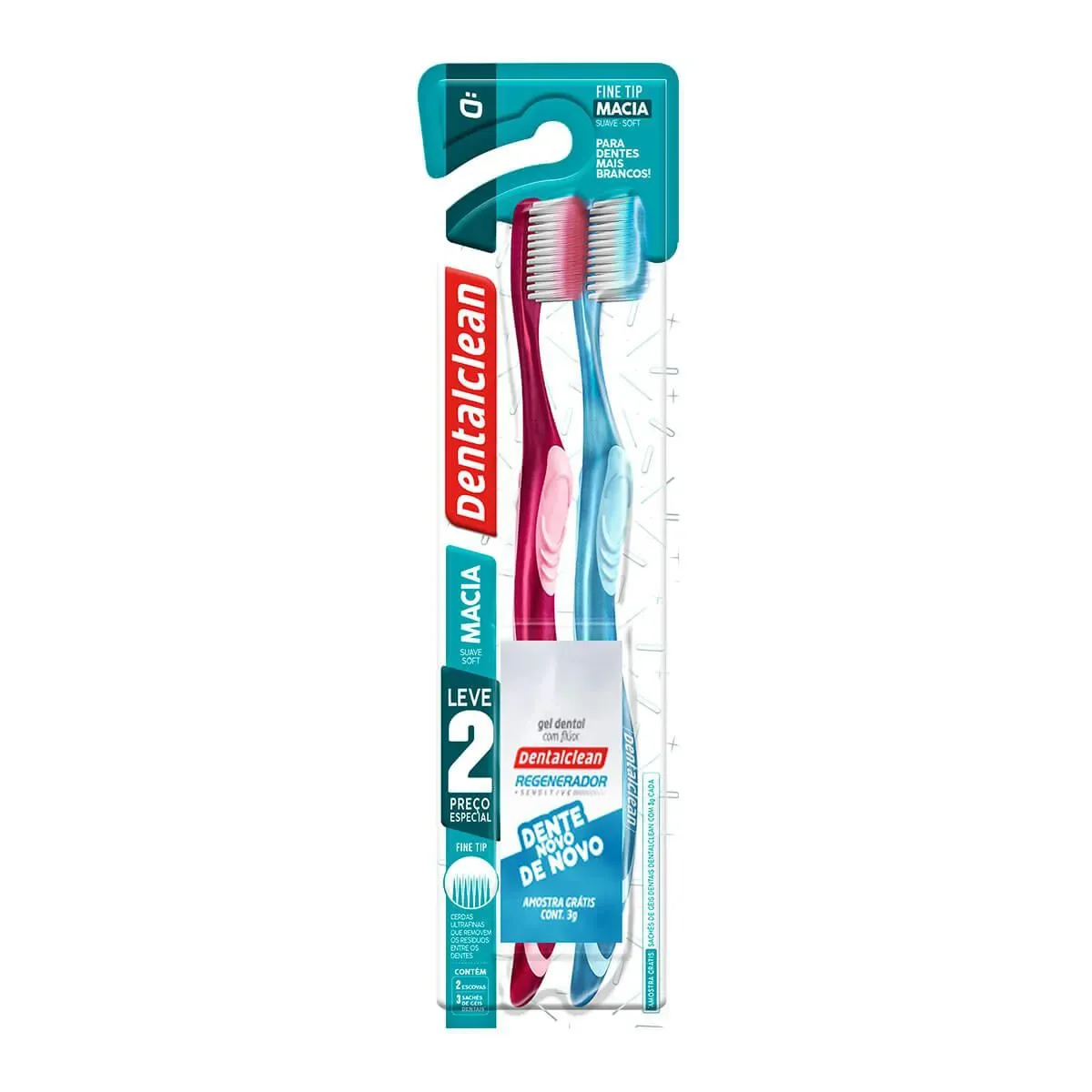 Escova de Dente Dentalclean Fine Tip Macia com 2 unidades - imagem 1